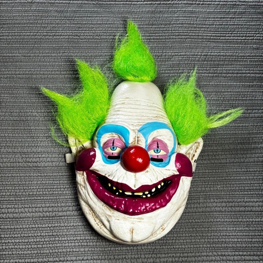Scary Evil Clown Mask Halloween Horror Costume Neon Green Hair Creepy Killer